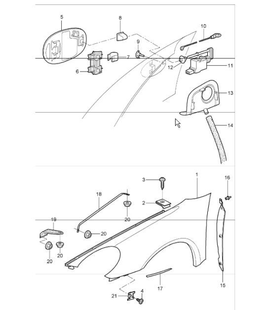 Diagram 801-40 Porsche 996 (911) (1997-2005) Body