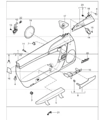 accessoires voor portierpanelen 987 Boxster / Boxster S 2005-08