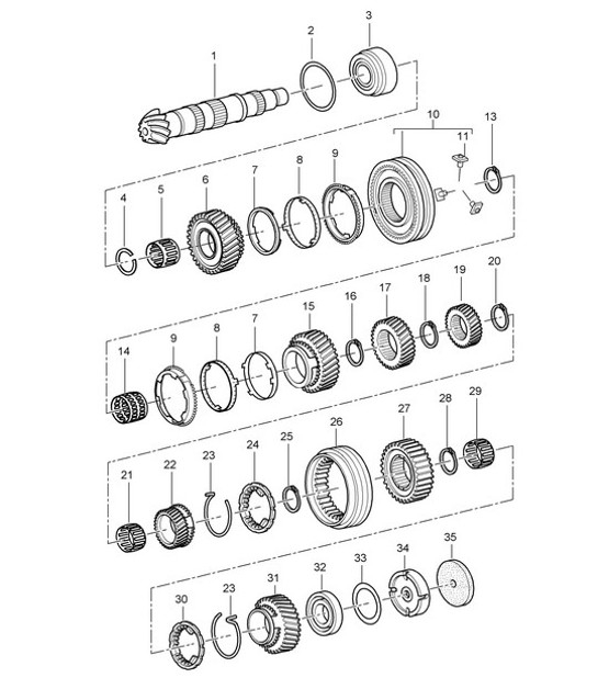 Diagram 303-005 Porsche 997 MK1 GT3 / GT3 RS 2007-09 Transmission
