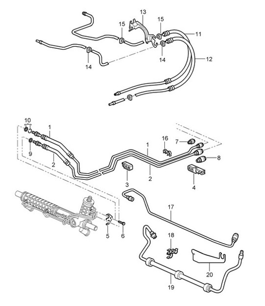 Diagram 403-001 Porsche Cayman 718C (982C) 2017>> Vooras, besturing 