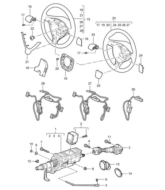 Diagram 403-005 Porsche Cayman 987C / 981C (2005-2016) Eje delantero, dirección 