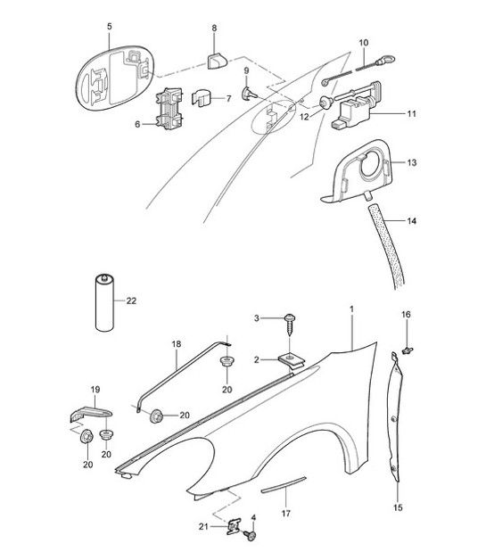 Diagram 801-040 Porsche Cayman S 718 2.5L PDK (350 Bhp) Karosserie