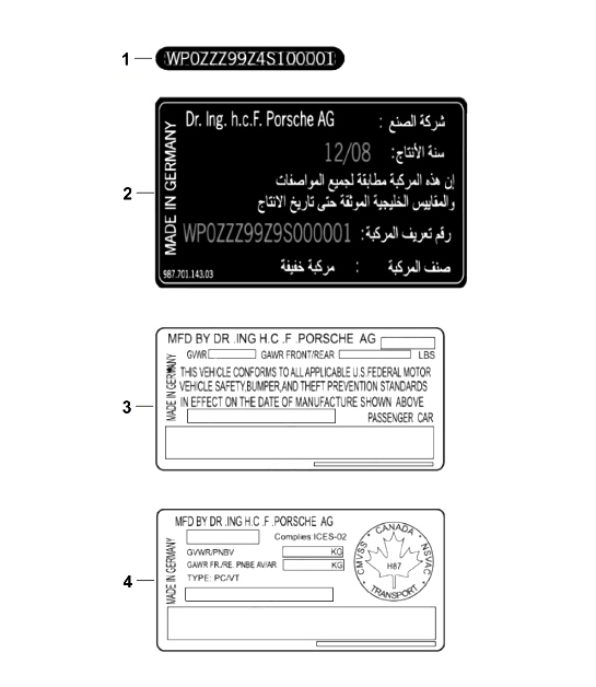 Diagram 003-010 Porsche 997 (911) MK1 2005-2008 Accessories & others 