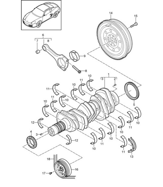 Diagram 102-000 Porsche Boxster GTS 718 4.0L Manual (400 Bhp) Engine