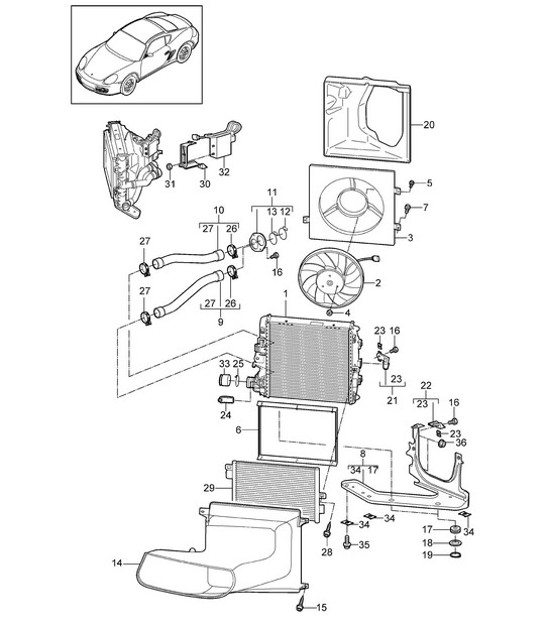 Diagram 105-015 Porsche Cayman 718 2.0L PDK (300 Bhp) Motore