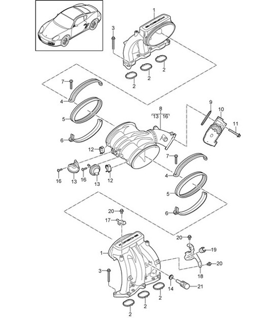 Diagram 107-010 Porsche Boxster 986/987/981 (1997-2016) Engine