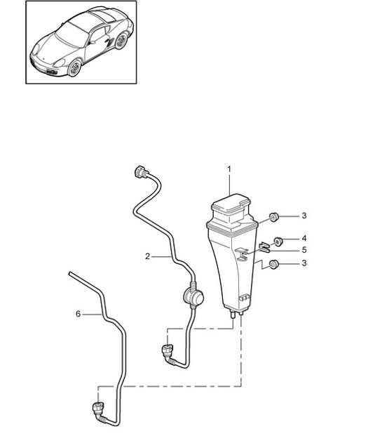 Diagram 201-020 Porsche 993 (911) (1994-1998) Système de carburant, système d'échappement