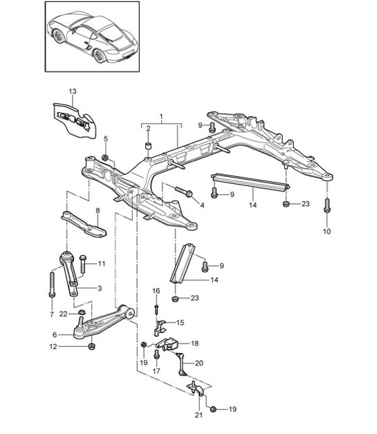 Diagram 401-000 Porsche Macan (95B) MK1 (2014-2018) Essieu avant, Direction 