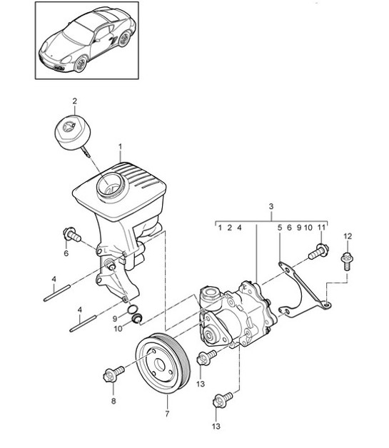 Diagram 403-003 Porsche Macan (95B) MK1 (2014-2018) Assale anteriore, sterzo 