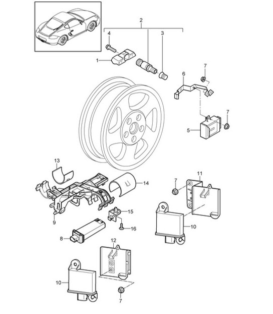 Diagram 601-005 Porsche Cayman 987C / 981C (2005-2016) Räder, Bremsen