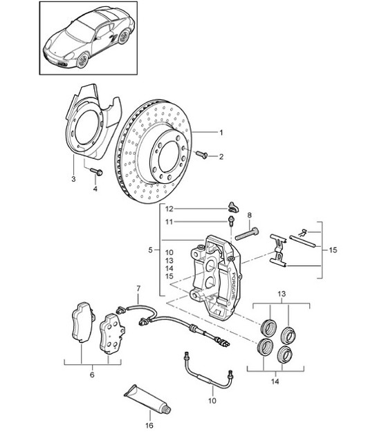 Diagram 602-000 Porsche 955 Cayenne Turbo 4.5L 2003-06 Räder, Bremsen