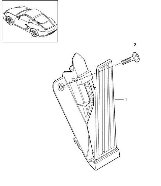 Diagram 702-010 Porsche Cayman 987C / 981C (2005-2016) Système de levier manuel, groupe de pédales 