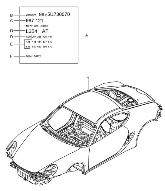 Diagram 801-000 Porsche Cayman 987C / 981C (2005-2016) Body