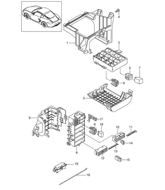 Diagram 902-000 Porsche Boxster 986/987/981 (1997-2016) Materiale elettrico