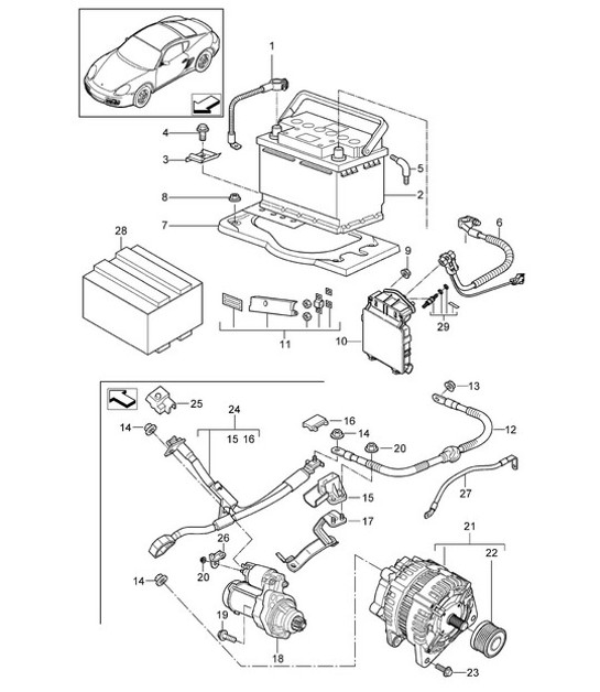 Diagram 902-005 Porsche 356 (1950-1965) Electrical equipment