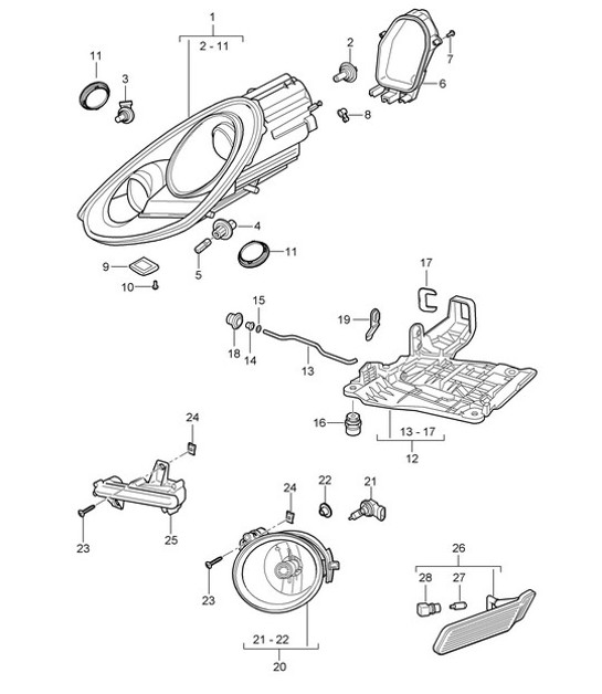 Diagram 905-000 Porsche 997 MK1 GT3 / GT3 RS 2007-09 Electrical equipment