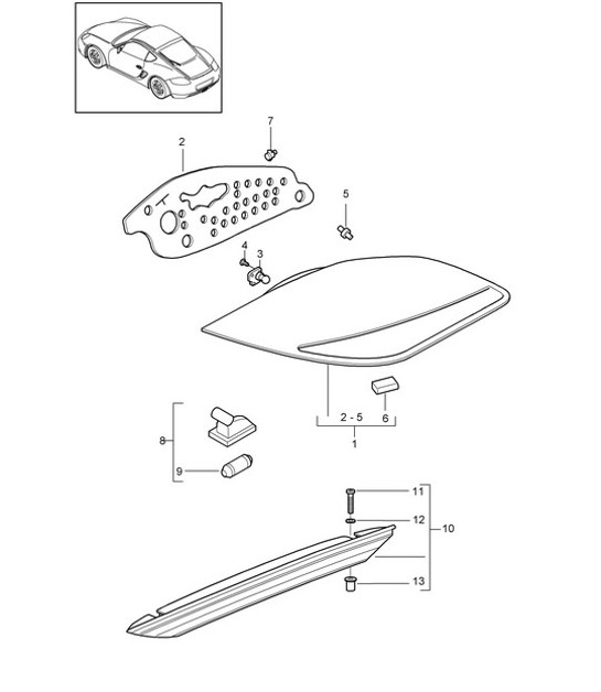 Diagram 905-005 Porsche 997 MK1 GT3 / GT3 RS 2007-09 Electrical equipment