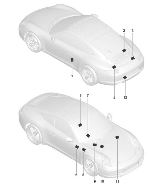 Diagram 001-005 Porsche 991 (911) MK1 2012-2016 Accessories & others 