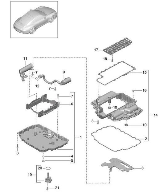 Diagram 104-002 Porsche 996 (911) (1997-2005) Motor