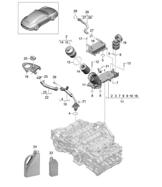 Diagram 104-005 Porsche 997 MK1 GT3 / GT3 RS 2007-09 Engine