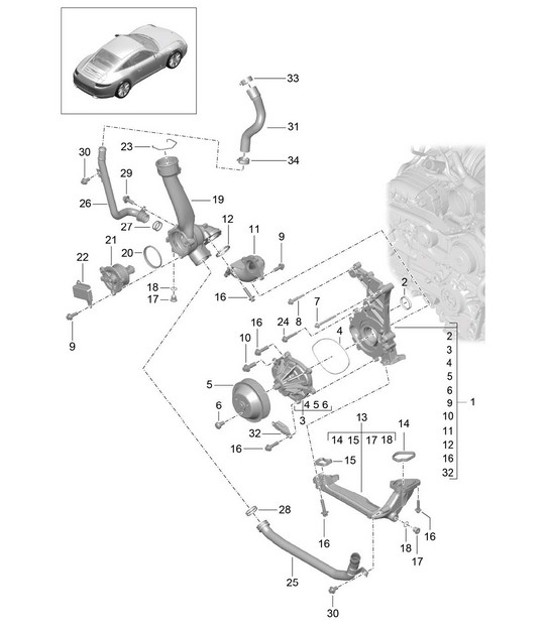 Diagram 105-000 Porsche 971.2 Panamera 4S 2.9L V6 2021-23 