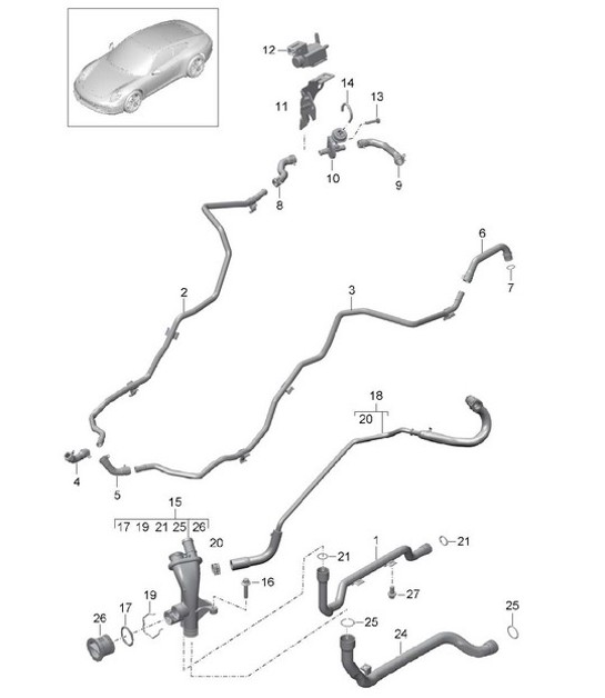 Diagram 105-005 Porsche Macan (95B) MK1 (2014-2018) 引擎