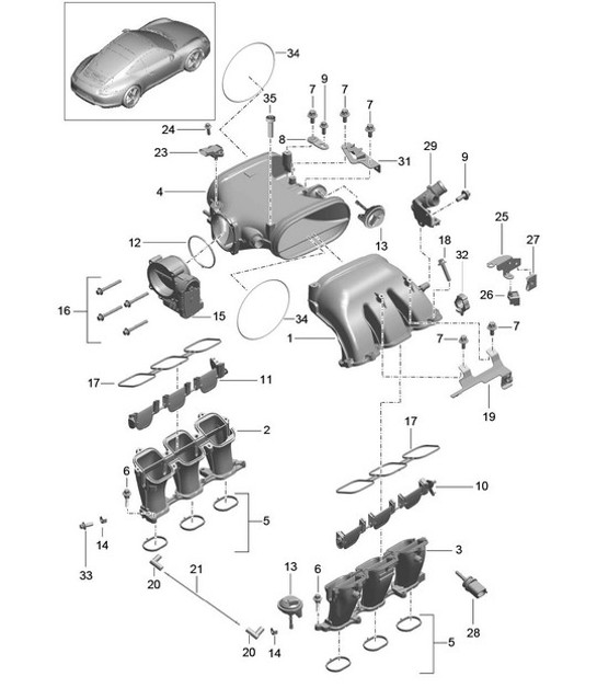 Diagram 107-012 Porsche 991 R 4.0L (500 PS) Motor