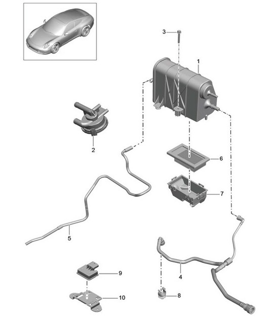 Diagram 201-020 Porsche Cayenne 9PA1 (957) 2007-2010 Brandstofsysteem, uitlaatsysteem