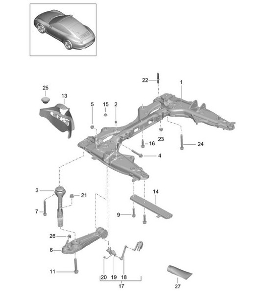 Diagram 401-000 Porsche Cayman S 3.4L 981 2013-16 Vorderachse, Lenkung 