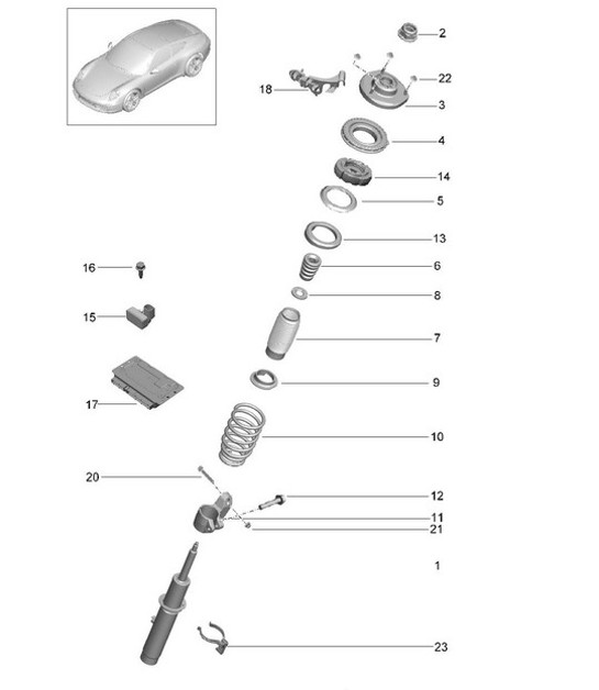 Diagram 402-000 Porsche 997 MK1 GT3 / GT3 RS 2007-09 Front Axle, Steering 