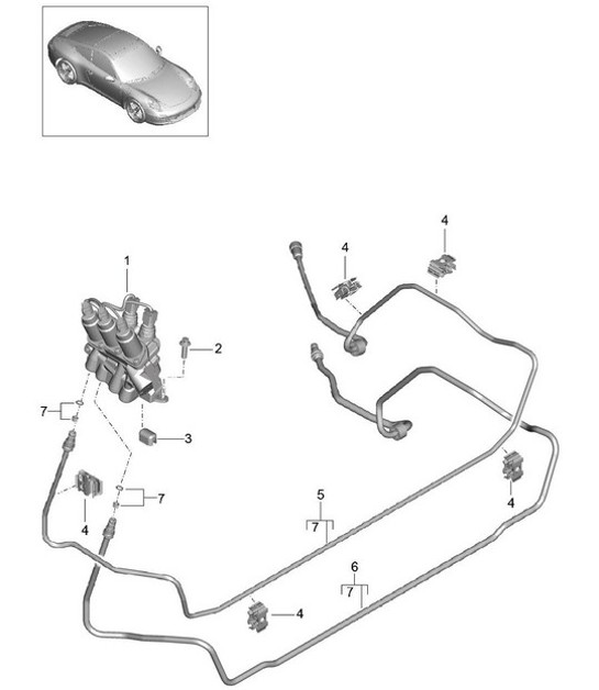 Diagram 402-020 Porsche Macan (95B) MK1 (2014-2018) Assale anteriore, sterzo 