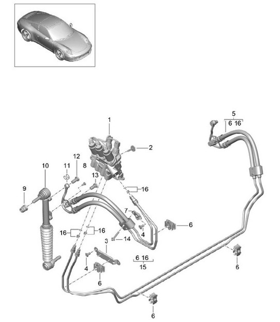 Diagram 402-030 Porsche Macan (95B) MK1 (2014-2018) Assale anteriore, sterzo 