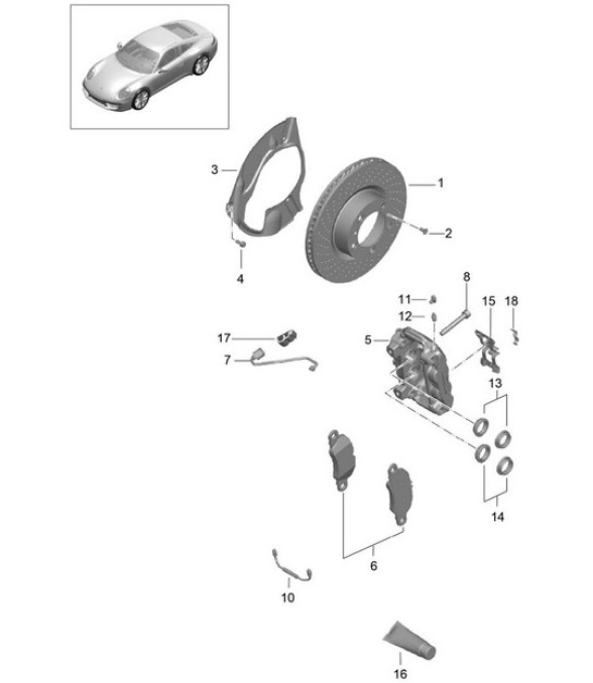 Diagram 602-001 Porsche Boxster 718（982） 2017 年>> 车轮、制动器