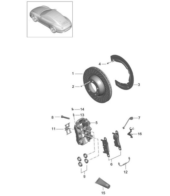 Diagram 603-000 Porsche 997 MK1 GT2 2007-09 Ruedas, Frenos