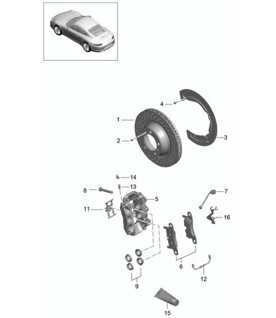 Diagram 603-001 Porsche Boxster 986/987/981 (1997-2016) Wheels, Brakes
