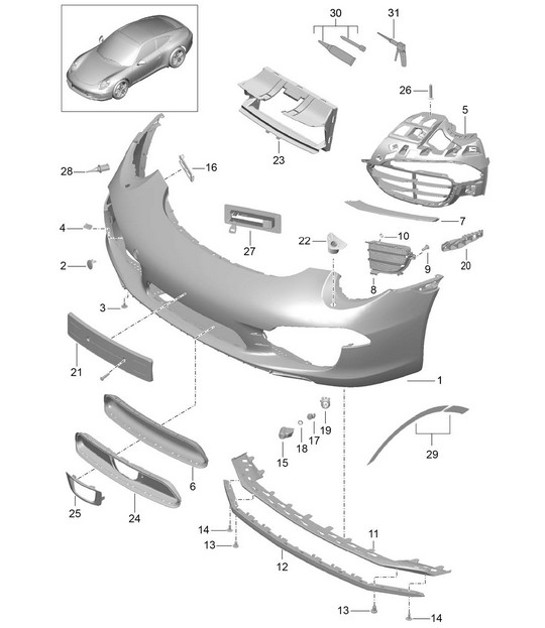 Diagram 802-000 Porsche 991 (911) MK2 2016-2019 Karosserie