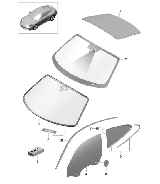 Diagram 805-000 Porsche 996 (911) (1997-2005) Carrocería