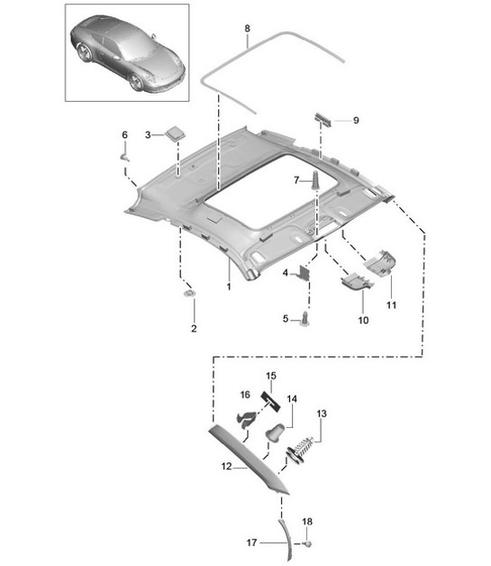 Diagram 807-050 Porsche Macan (95B) MK1 (2014-2018) Karosserie