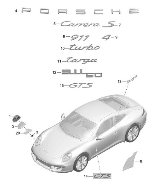Diagram 810-000 Porsche 997 MK1 GT3 / GT3 RS 2007-09 Body