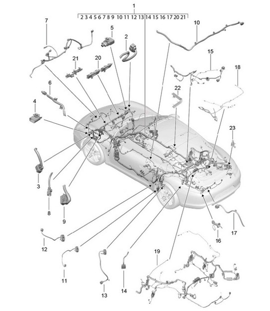 Diagram 902-010 Porsche 992.1 Carrera 4S / GTS Cabriolet 3.0L 2019-24 Electrical equipment