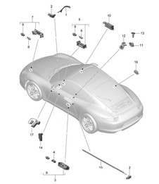Innenbeleuchtung / Türwarnleuchte / Fußraumleuchte / Gepäckraumleuchte / Handschuhfachleuchte / Licht / Außenspiegel 991.1 2012-16