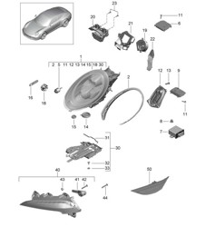 LED-Scheinwerfer / Zusatzscheinwerfer / Blinker / Seitenmarkierungsleuchte / Blinker-Repeater (PR: 602, XEY) 991.1 2012-16