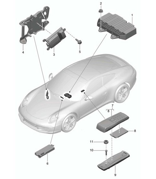 Diagram 911-010 Porsche 957 Cayenne Turbo / Turbo S 4.8L 2007-10 Equipo eléctrico