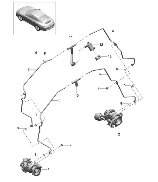 Diagram 202-007 Porsche Macan (95B) MK1 (2014-2018) Système de carburant, système d'échappement