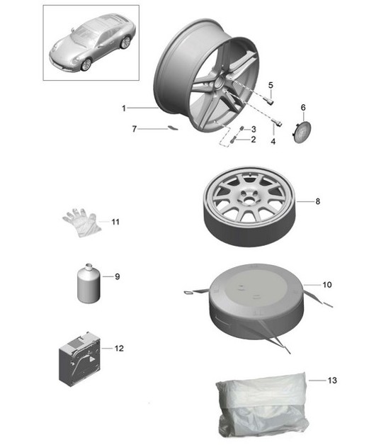 Diagram 601-000 Porsche Macan (95B) MK1 (2014-2018) Roues, Freins