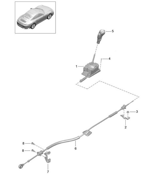 Diagram 701-001 Porsche 997 MK1 TURBO 2007-09 Handhebelsystem, Pedalgruppe 