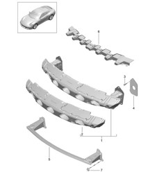FRONT Bumper carrier - Sport Design package, PR:XAS,XAT  - 991.2 Carrera 2017-19