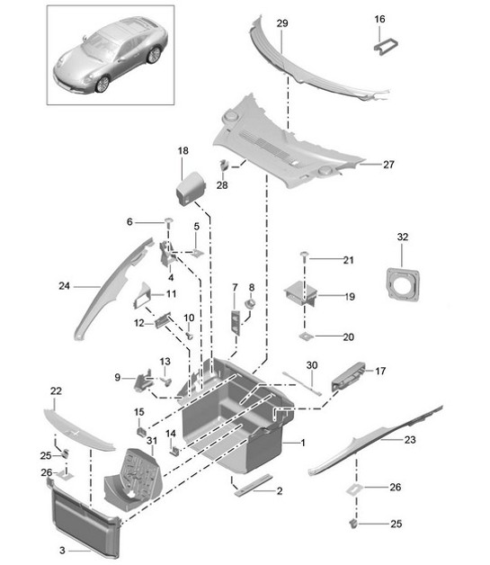 Diagram 807-000 Porsche 991 (911) MK2 2016-2019 Karosserie