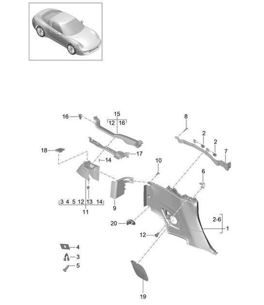 Diagram 807-032 Porsche 991 (911) MK2 2016-2019 Carrosserie