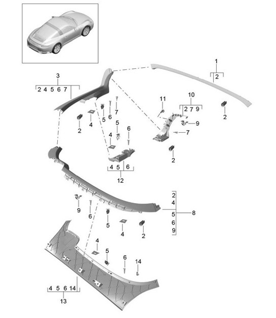 Diagram 807-045 Porsche 991 (911) MK2 2016-2019 Carrosserie